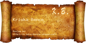 Kriska Bence névjegykártya